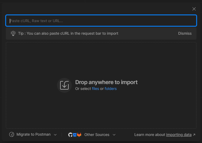 JSON- oder Link-Import in Postman