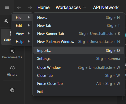 Import-Menü in Postman öffnen