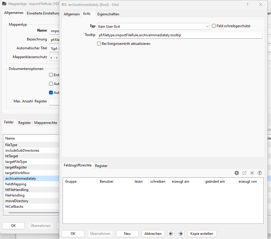 Import File Rule - Feld archiveImmediately Tab Exit archiveImmediatelyImportFileRuleExit