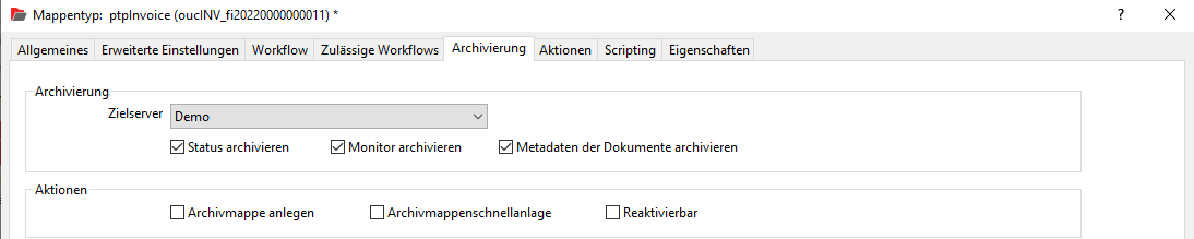 Archivierung aktivieren