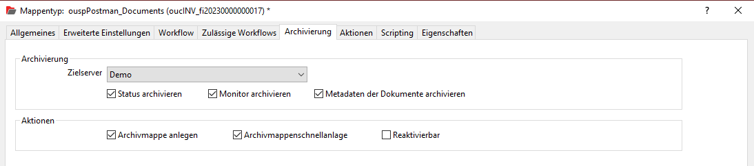 Archivierung aktivieren